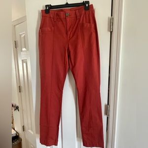 From Cabi’s Spring, 22 Collection, the utility trouser in burnt orange.